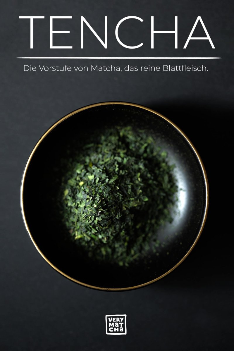 Tencha, die Vorstufe in der Matchaherstellung, ist nur das reine Blattfleisch ohne Stängel und Blattadern.