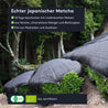 Infografik: Echter japanischer Matcha, 14 Tage beschattet, aus Tencha ohne bittere Stängel gemahlen, frei von Pestiziden.