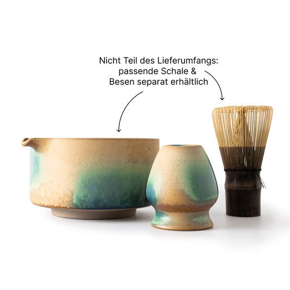 Matcha Besenhalter AURORA mit Matcha Schale und Bambusbesen, Zubehör separat erhältlich.