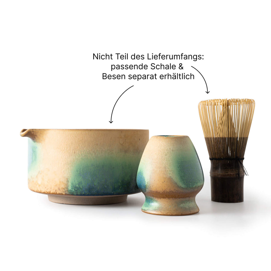 Matcha Besenhalter AURORA mit Matcha Schale und Bambusbesen, Zubehör separat erhältlich.