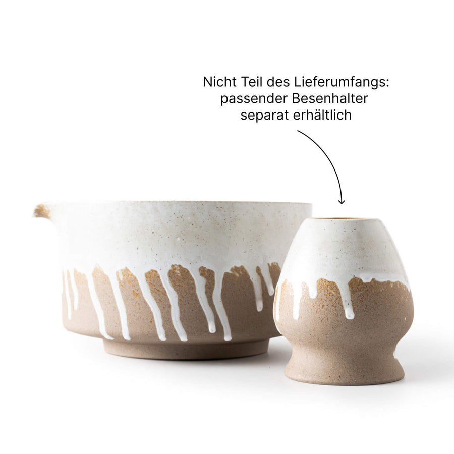 Matcha Schale SHIZUKU mit passendem Keramik Besenhalter, Besenhalter nicht im Lieferumfang enthalten.